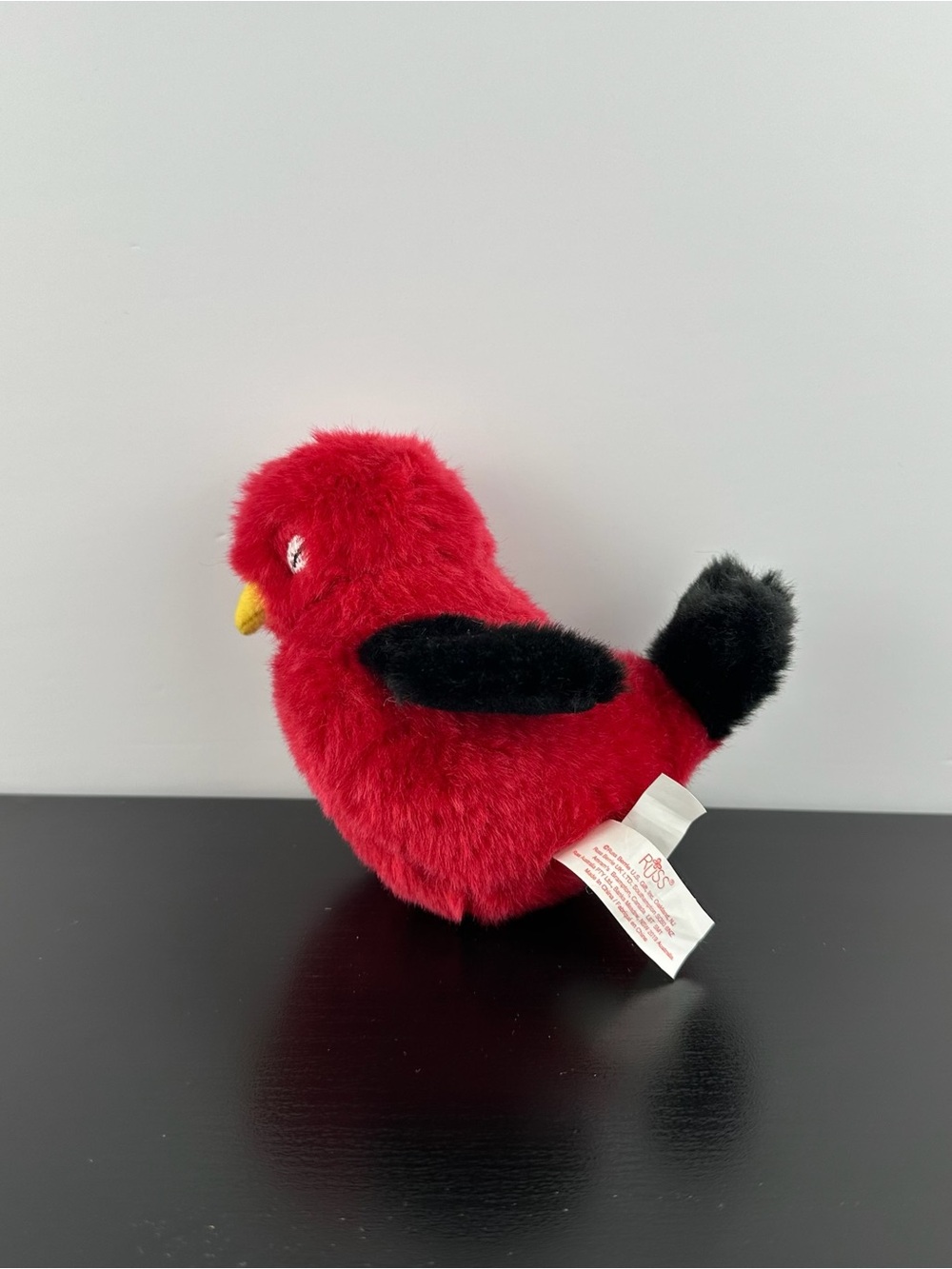 Russ Berrie Rare Red & Black Bird 5” Embroidered Eyes Plush No Sound